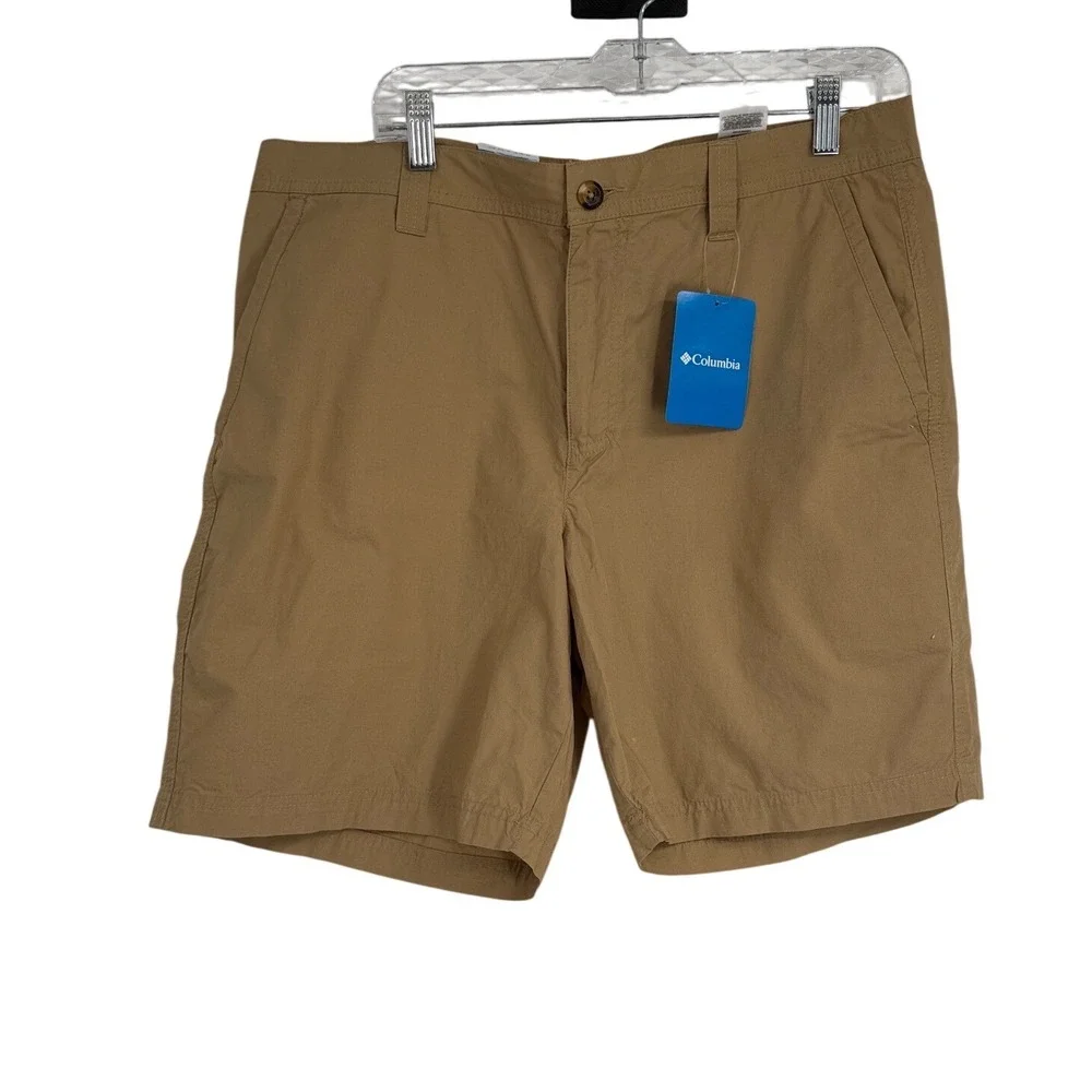 Columbia Washed Out Shorts Mens 34 Tan Khaki Cotton Chino AM4471-243  NEW